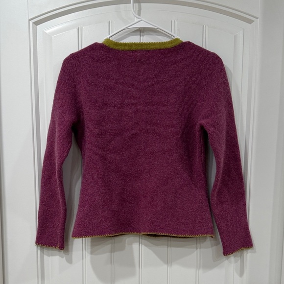EUC Sundance Wool Purple Tulla Cardigan with Green Trim - Picture 6 of 6